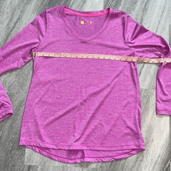 Pinky Purple marl Workout long sleeved shirt Large V-Neck - Picture 6 of 12